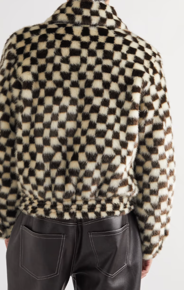 Amiri CHECKERED FAUX FUR BLOUSON BLACK / WHITE size X-LARGE Amiri CHECKERED FAUX FUR BLOUSON BLACK / WHITE size X-LARGE
