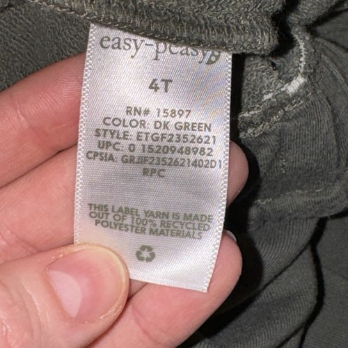 Army Green 4T Gender Neutral Jogger Sweat Pants Kids Easy Peasy Organic Cotton - Picture 3 of 4
