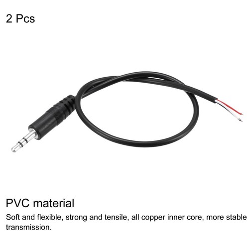 Cable de audio estéreo de 3,5 mm con conector macho TRS de 3 polos de 1/8" 0,30 m, 2 piezas - Imagen 3 de 5