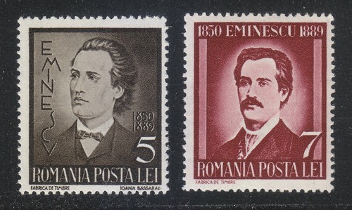 Romania 1939 MNH Sc 491-492 Mi 596-597 Mihail Eminescu, Romanian poet ** - Picture 1 of 2