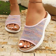 Women's Platform Wedge Casual Slide Sandals Open Toe Lightweight Casual Slippers