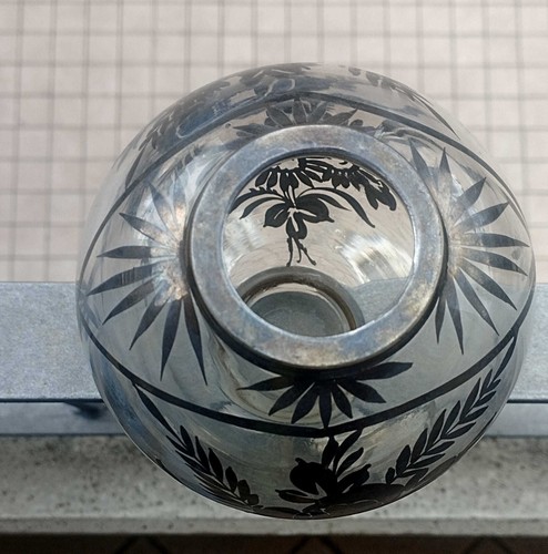 vaso vetro argentato overlay art deco anni 20 - Foto 5 di 14