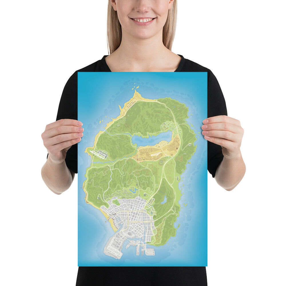 GTA 5 Map HQ | Metal Print