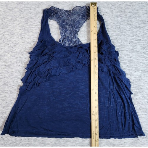 Eyeshadow Layered Round Neck Tank Top Racerback Lace Embroidered Womens Large - Picture 7 of 8
