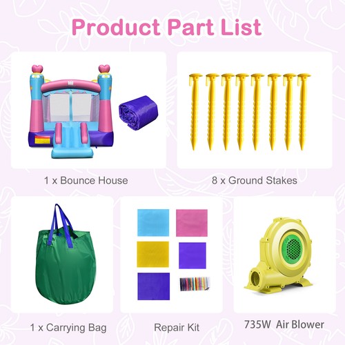 Inflatable Bounce House 3-in-1 Princess Theme Inflatable Castle w/ 735W Blower - Picture 9 of 10