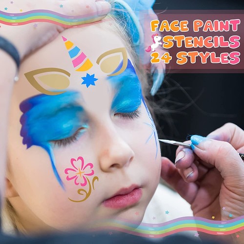 9 Pcs Face Paint Stencils Reusable Body Paint Stencils for Kids Face Painting - Picture 5 of 31