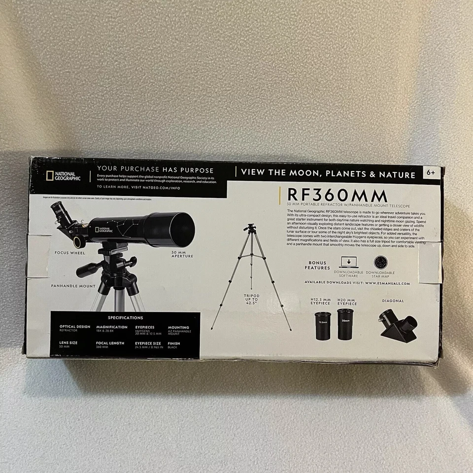 National Geographic 50mm Portable Refractor Telescope - RF360MM !!!NEW IN BOX!!! - Image 2 of 4