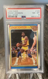 1988 Fleer Basketball Magic Johnson ALL-STAR Lakers #123 PSA 8 HOF NEW SLAB