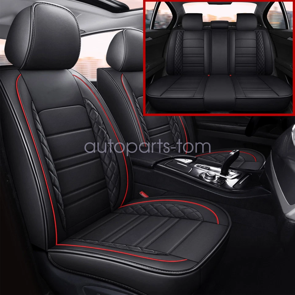 Full Set Car 5-Seat Covers Pad For Ford EcoSport 2018 - 2022 PU Leather Black - Image 4 of 4
