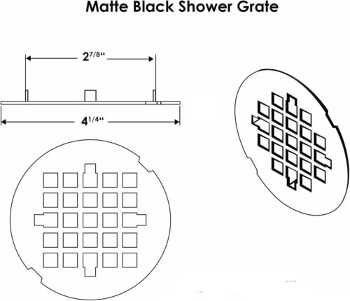 Elegante rejilla de drenaje de ducha negra mate - Cubierta de acero inoxidable de fácil instalación - Imagen 3 de 4