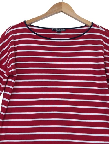 Vestido recto American Living para mujer L rojo blanco rayas patriótico carrera informal - Imagen 2 de 8