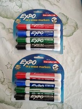 2 pk Expo Low Odor Chisel Tip Dry Erase Markers, 4 Colored Markers (80174) 