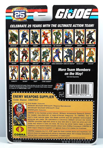 2007 GI Joe 25th Destro Foil Card Version New on Original Blister Card - Picture 2 of 3