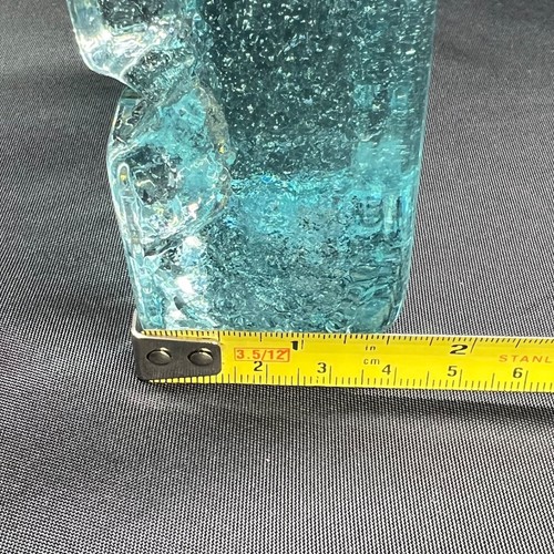 Cenicero de vidrio artístico estilo escandinavo vintage bloque de hielo verde azulado translúcido bloque de 4" - Imagen 5 de 7