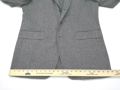 Cappotto Sportivo Uomo Bobby Jones Grigio Spina di Aringa 44-L 100% Cashmere Italia 3 Bottoni - Foto 11 di 12