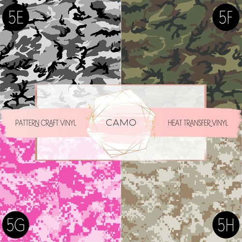 Camouflage Camo Pattern Adhesive Craft Vinyl Oracal & Siser HTV | FREE SHIPPING - Picture 10 of 10