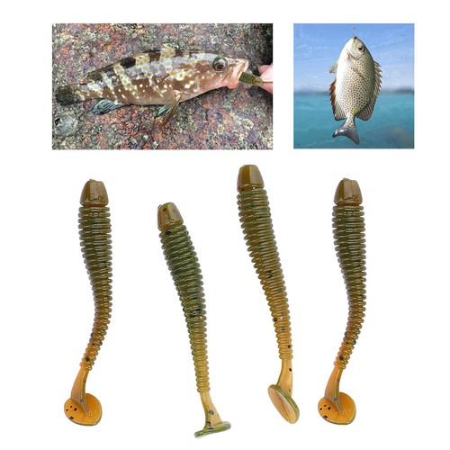 50PCS 5cm Soft Plastic Fishing Lures T tail Grub Worm Baits FishTackleAccessory - Picture 6 of 12