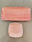 Pottery Barn bathroom soap dish And Tray Red & White Floral