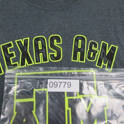 Texas A&M Aggies Shirt Men L Grey Green NCAA Center Logo Spellout Tee Footfall - Picture 15 of 15