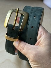Vintage 90's Elite Fresno California Green Suede Leather Belt Women's Gold, L