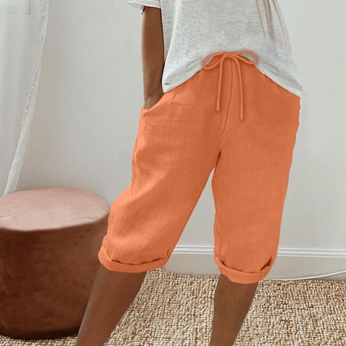 Women 5 Points Pants Loose Joggers Wide Leg 5 Points Drawstring Yoga Sweatpants - Picture 25 of 36