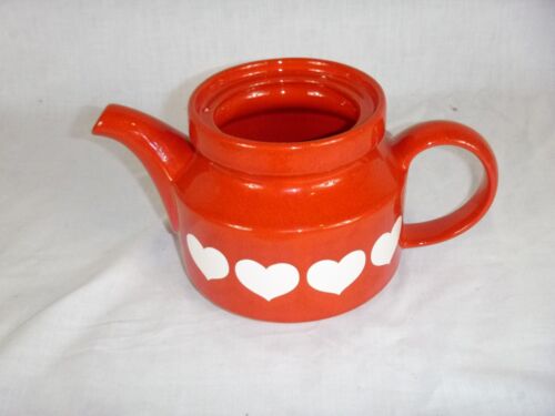 Tetera y tapa vintage Waechtersbach Alemania Occidental de los años 80 corazón rojo con placa base - Imagen 11 de 15