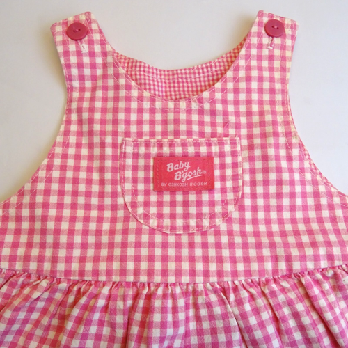 Oshkosh Baby B'Gosh Vintage Jumper Dress Pink Check Plaid Gingham Size 24 Months - Picture 2 of 8