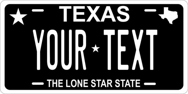 Texas Black Custom Novelty Personalized Custom Mini Bike Motorcycle Moped Plates Texas Black Custom Novelty Personalized Custom Mini Bike Motorcycle Moped Plates