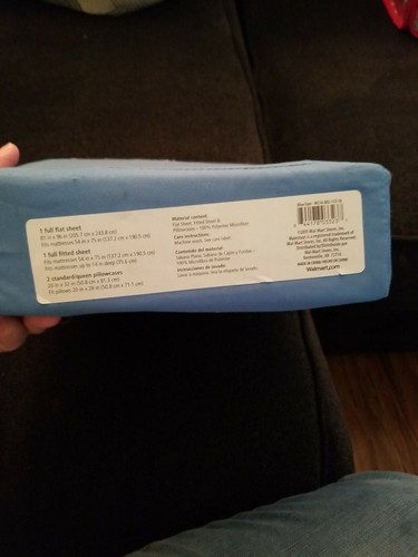 Mainstays Microfiber 4 pc Sheet Set FULL light blue - Picture 2 of 3