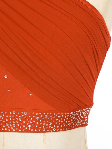 Damen Tops One Shoulder T-Shirt Gymnastik BH Strass Crop Top sportlich - Bild 38 von 84