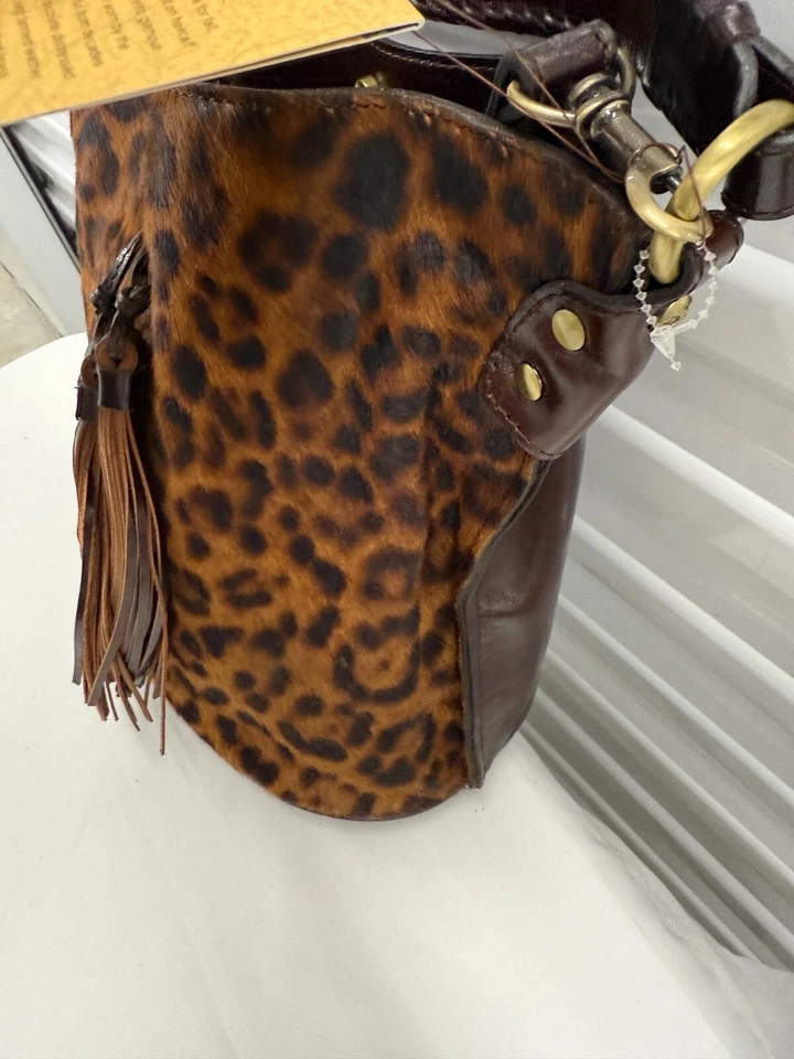 Patricia Nash Torresina Leopard Calf Hair Leather Bucket Crossbody Bag NWTS - Image 4 of 4