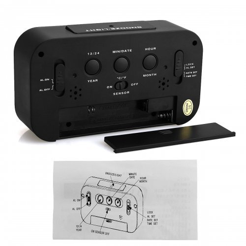 Led Alarm Clock Digital Display Snooze Bedside Clock Temperature Day /Night Mode - Picture 26 of 28