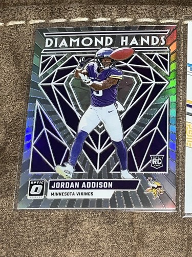 Jordan Addison 2023 Optic Diamond Hands Silver Holo Prizm Rookie RC & Base RC - Picture 2 of 2
