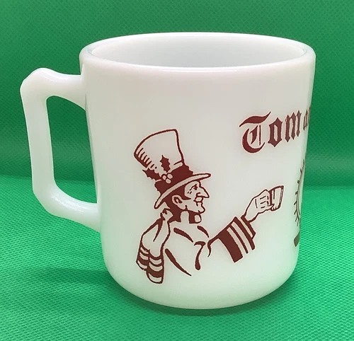 VTG Tom & Jerry White Milk Glass Christmas Egg Nog Cups Mugs Set/4
