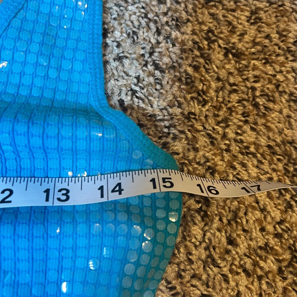 Camiseta sin mangas Decree lentejuelas sin mangas brillante informal azul espalda deportiva L Foto 3 de 4