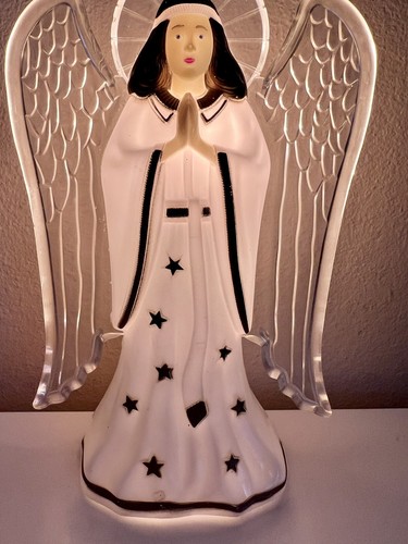 Vintage Noma Mcm Illuminato Angelo Albero Topper 8,5” Decorazione Retrò Illuminato - Foto 10 di 12