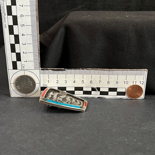 Rattlesnake snake Red Blue Silver Bolo Tie Clip (Clip only) Southwest Native - Picture 9 of 9
