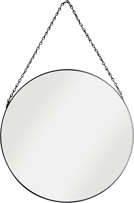 Croydex runder Hängespiegel 38 cm schwarzer Rahmen mit Kette Wandhalterung Badezimmer UK