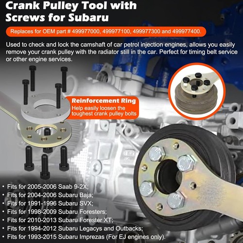 Kit de polea de manivela y soporte de llave de tornillo para Subaru Impreza Forester SVX Baja Saab - Imagen 2 de 9