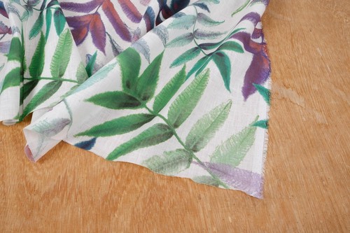 100% Leinenstoff - bedruckte Blumenblätter - französisch belgienischer Flachs dicht - Bild 2 von 9