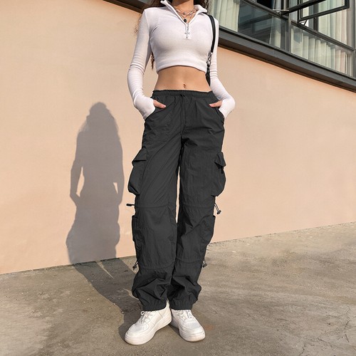 Women s Cargo Joggers Pants Multiple Pockets Baggy Loose Elastic Casual Trousers - Picture 13 of 24