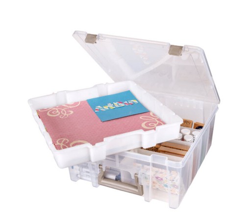 ArtBin Super Satchel Double Deep Bin +72 0.6oz Paint Rack +Middle Div +Top Tray - Picture 3 of 8