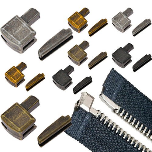 Juego de 5 tapones de cremallera de repuesto de metal herramienta de reparación extremo abierto cremallera tope inferior - Imagen 2 de 14