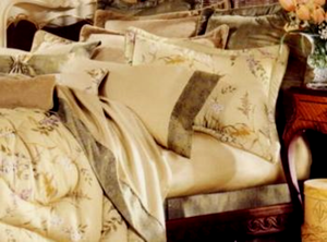 Royal Sateen Orchid Vines 2 Euro Pillow Shams Green Gold Medallion