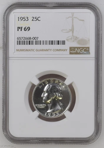 1953 Washington Quarter NGC PF69 Brilliant White Spotless PR69