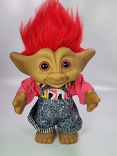 Vintage 7 ACE Novelty Troll Doll Red Hair And Red Heart Gem Jewel Belly Button