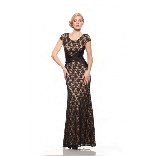 Cap Sleeve Lace Evening Gown 