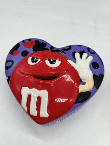 Vintage rot grün M&M’s herzförmige Bonboniere mit Deckel M&M Valentinstag - Bild 3 von 5
