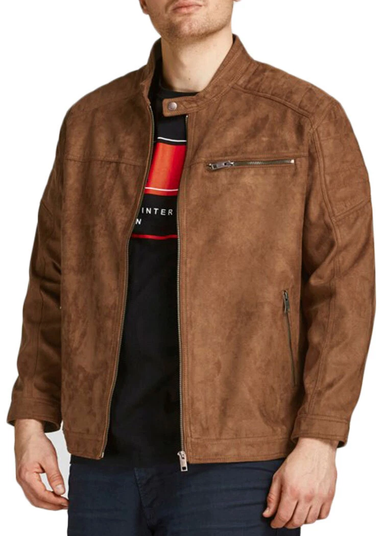 Plus size cognac leather jacket shop