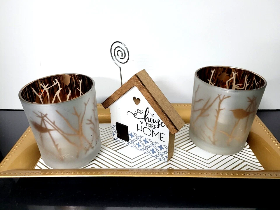 2 Gold/Silver Glass Flameless FLICKER CANDLES Battery Operated Decor - Image 2 of 4